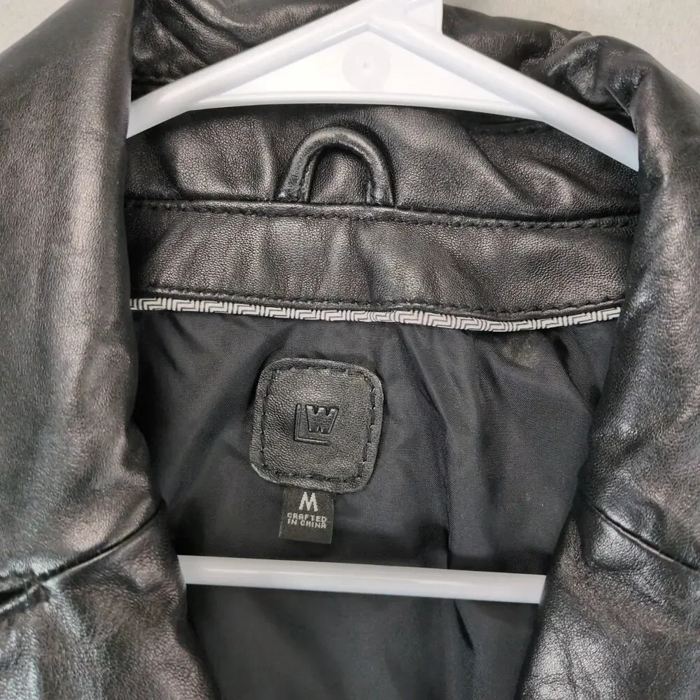 Wilson's Women's M Button Front Black‎ Leather Jacket, Blazer Style, Streetwear